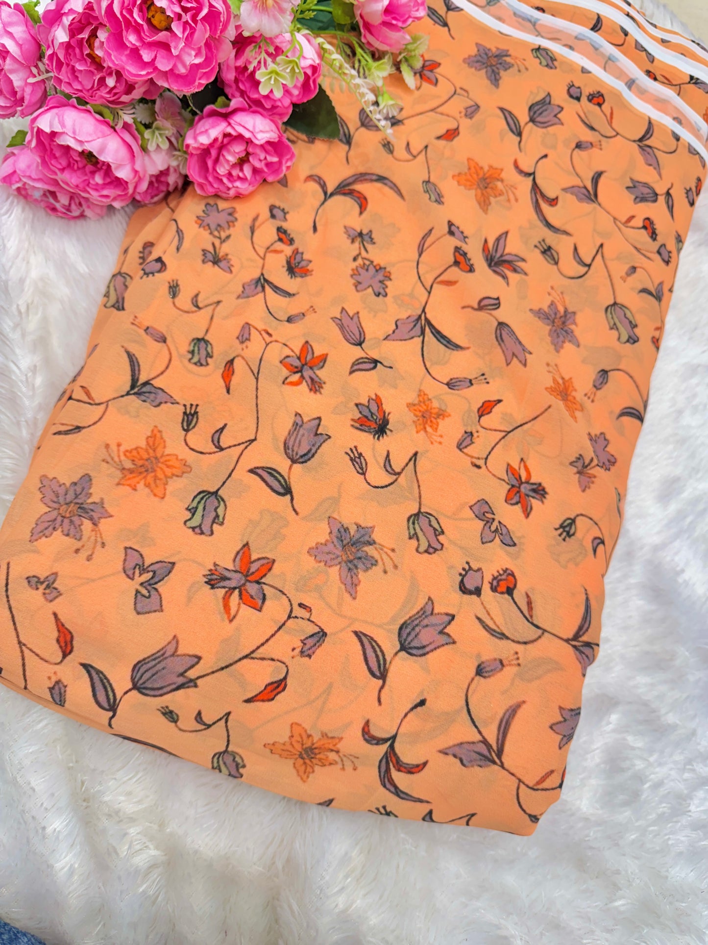 100% Soft 👗printed georgette,🥻Lightweight 44-45inch width Sare , Anarkali , dresses
