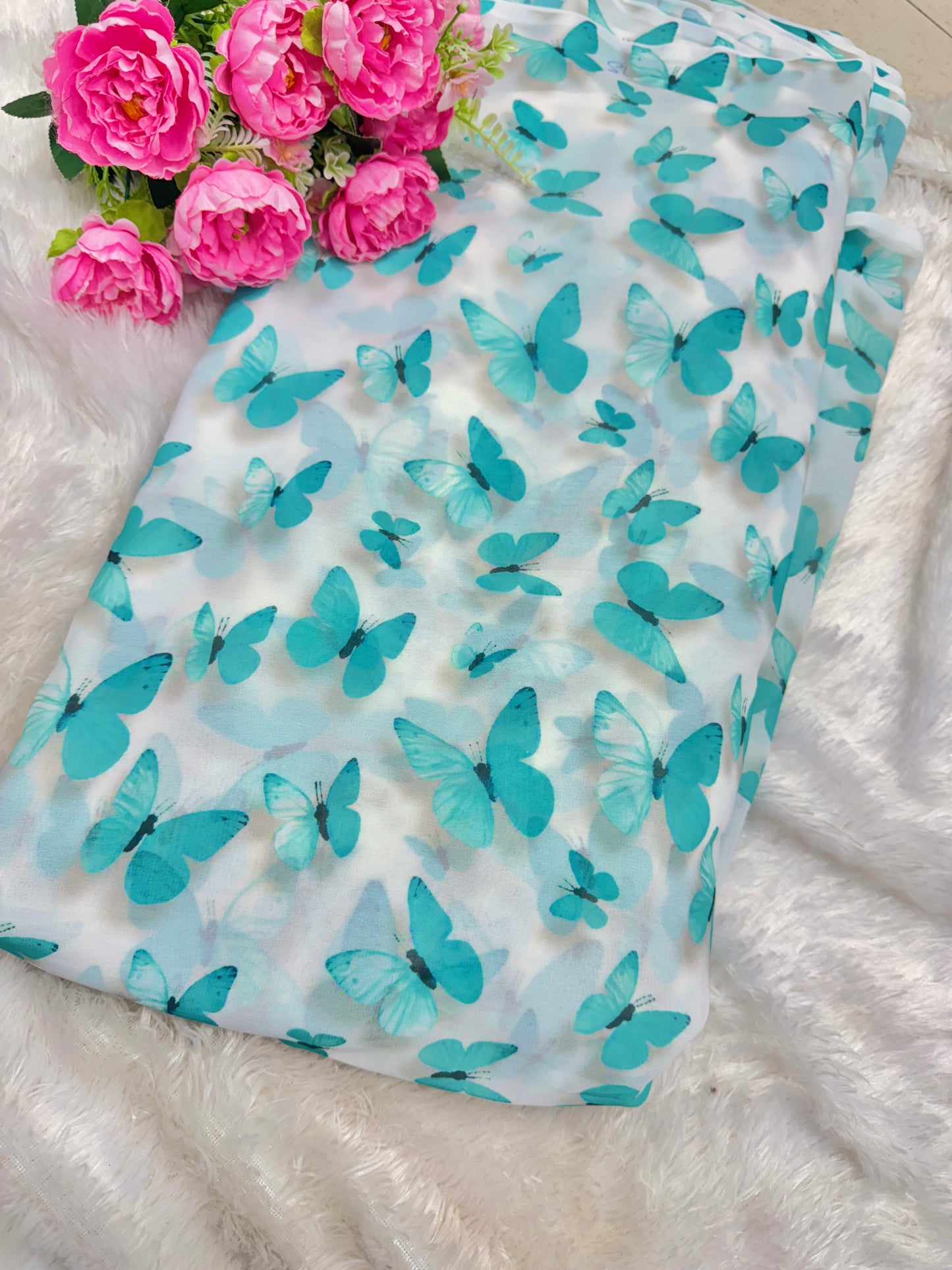 100% Soft 👗printed georgette,🥻Lightweight 44-45inch width Sare , Anarkali , dresses