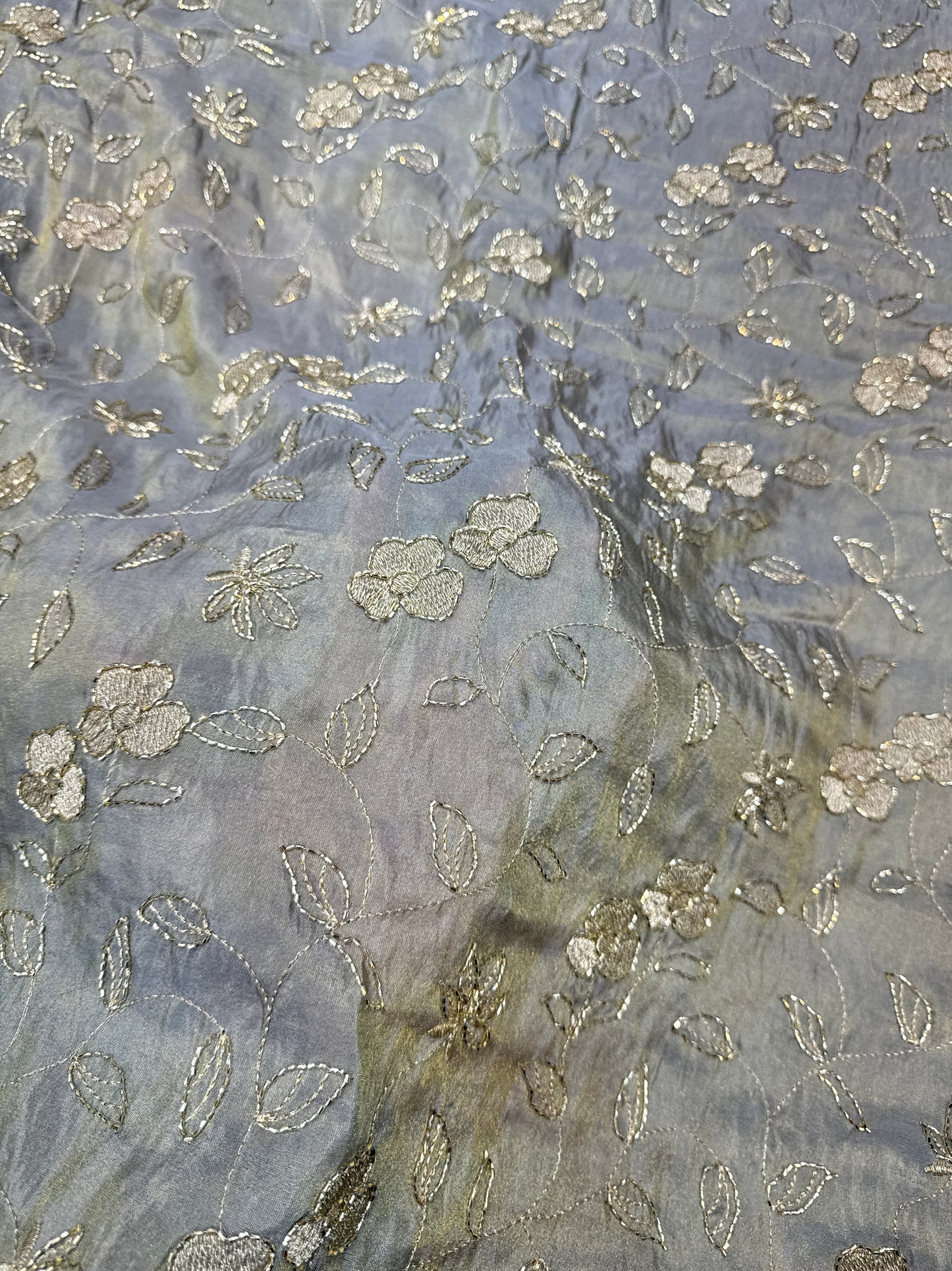 tissue fabrice flower desing golden beats work all over work 44-45 inch width
