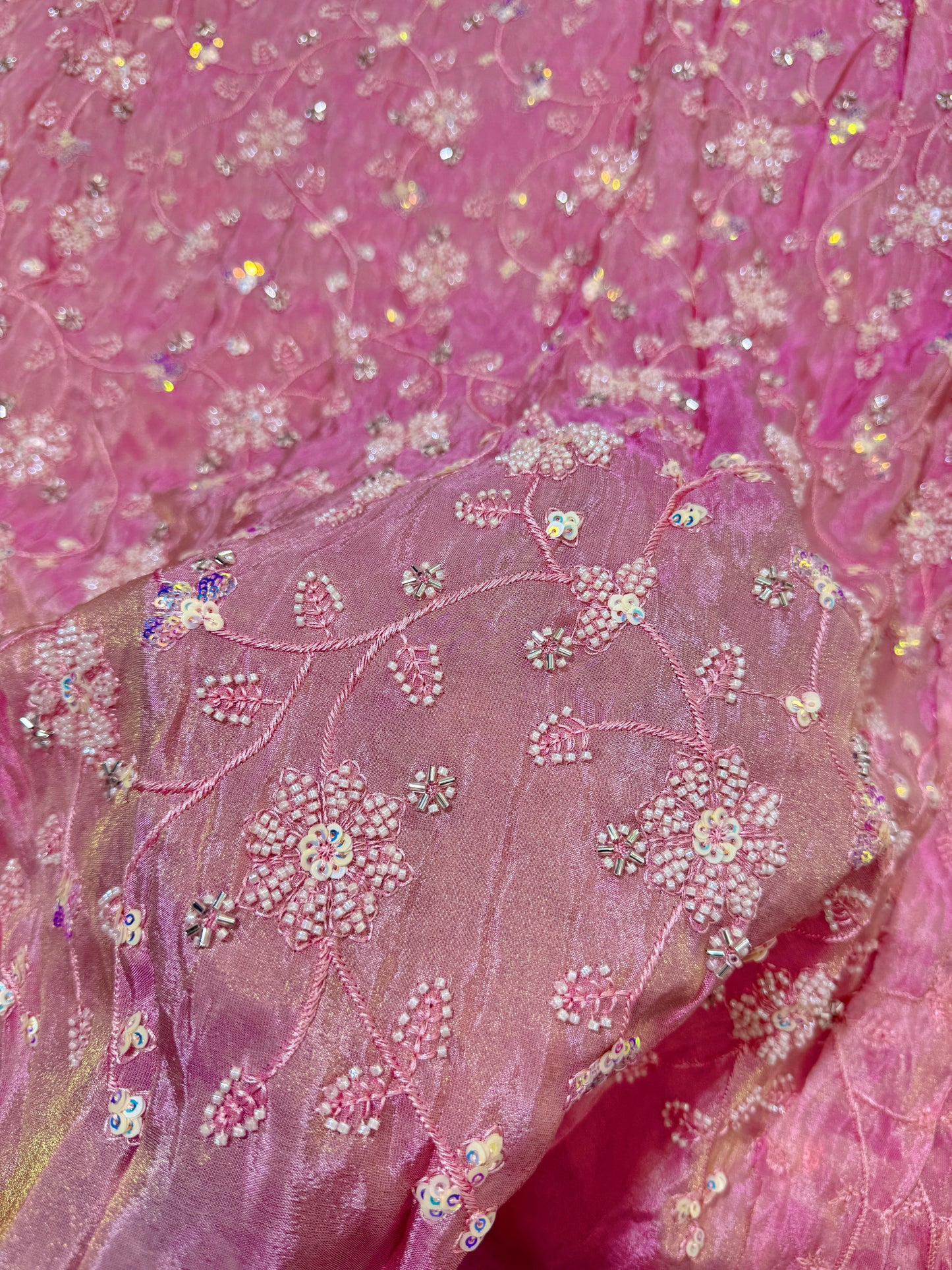 Viscouse tissu premium Luxury handwork cutdana work Sequins Fabric 45Inch width