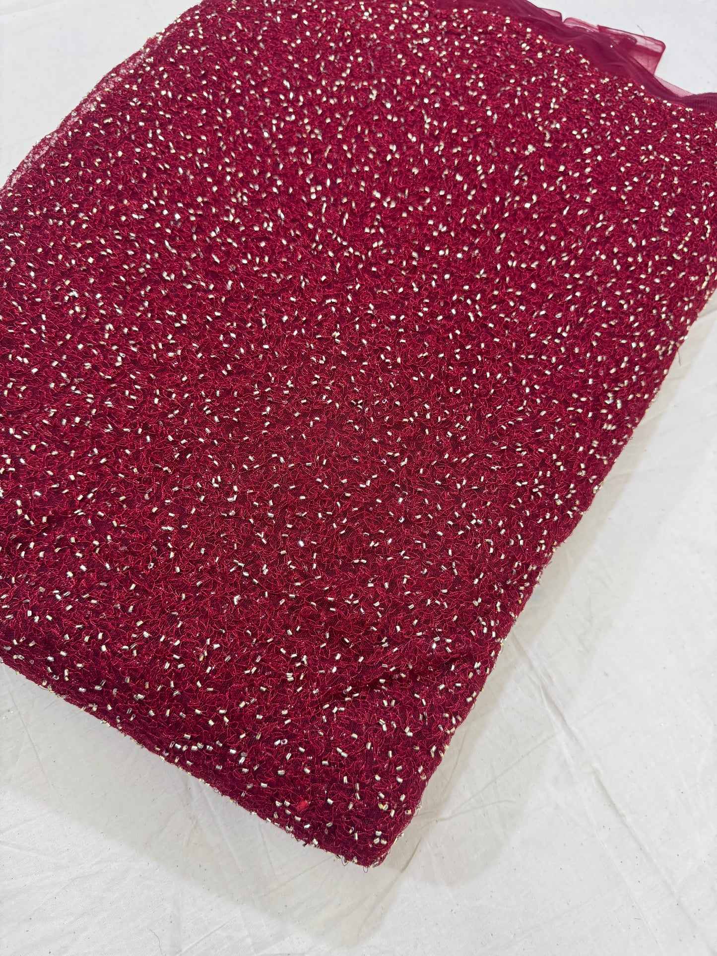 Luxury Net Fabric with Metallic Sequin Work – Premium Designer Fabric 44INCH WIDTH