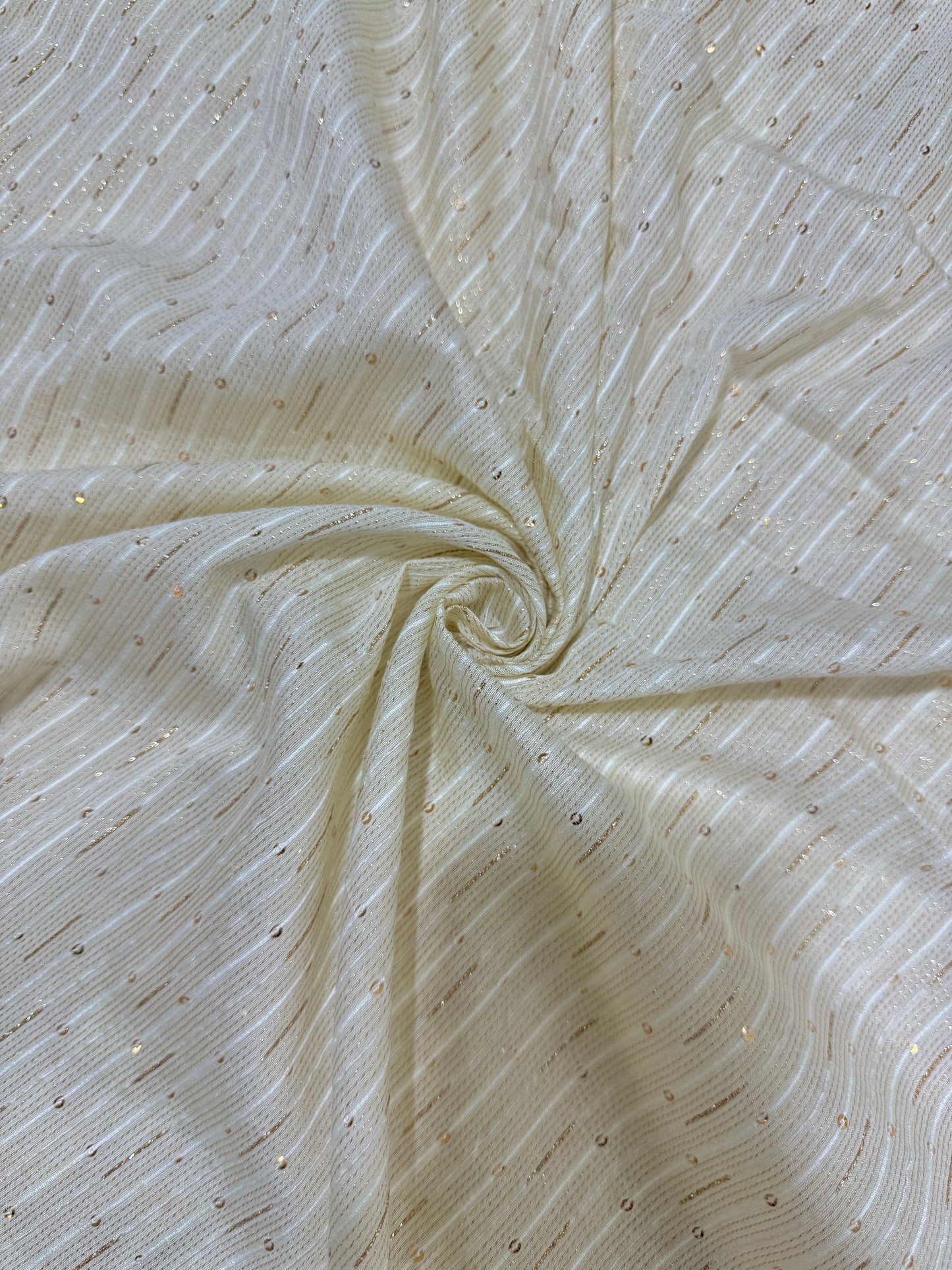 Elegant Champagne Gold banarasi Fabric with Vertical Sequin Stripes – Premium Party & Bridal Wear 44inchwidth