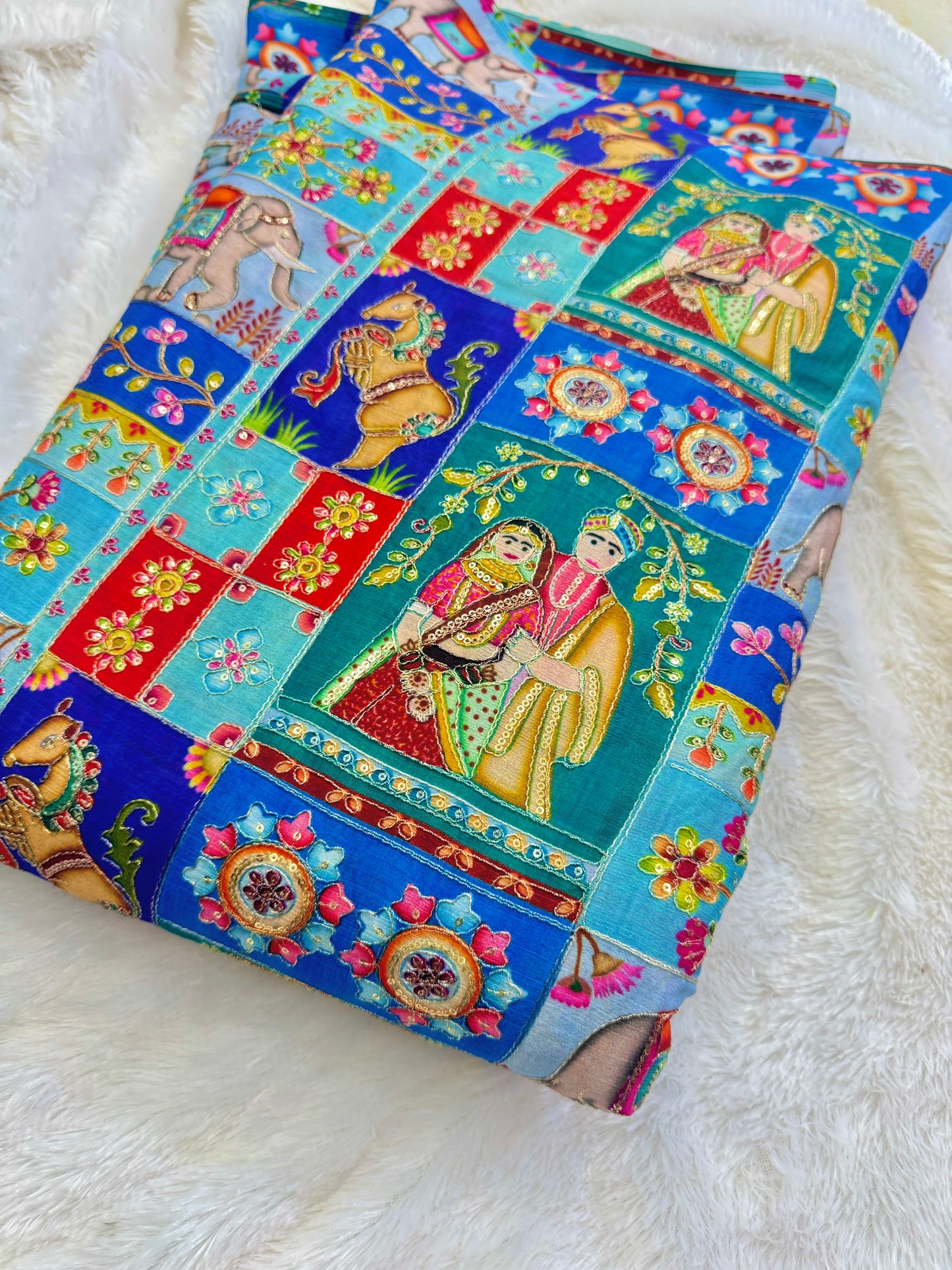 👸🤴Execlusive 😍design in raja Rani position printed ♥️chenon fabric 44width