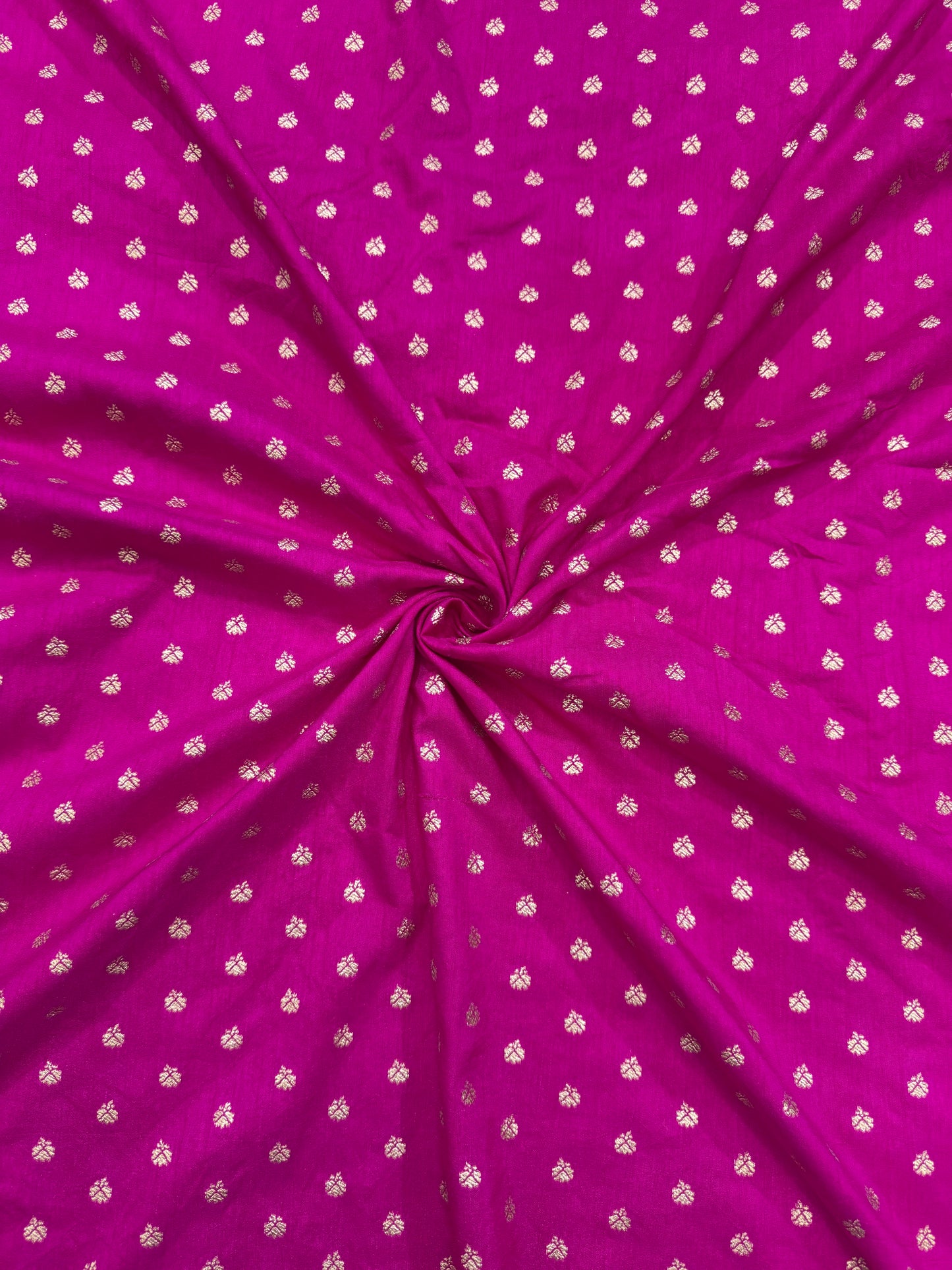 Golden Buti Work on PINK Fabric – Festive Wear Material 44WIDTH