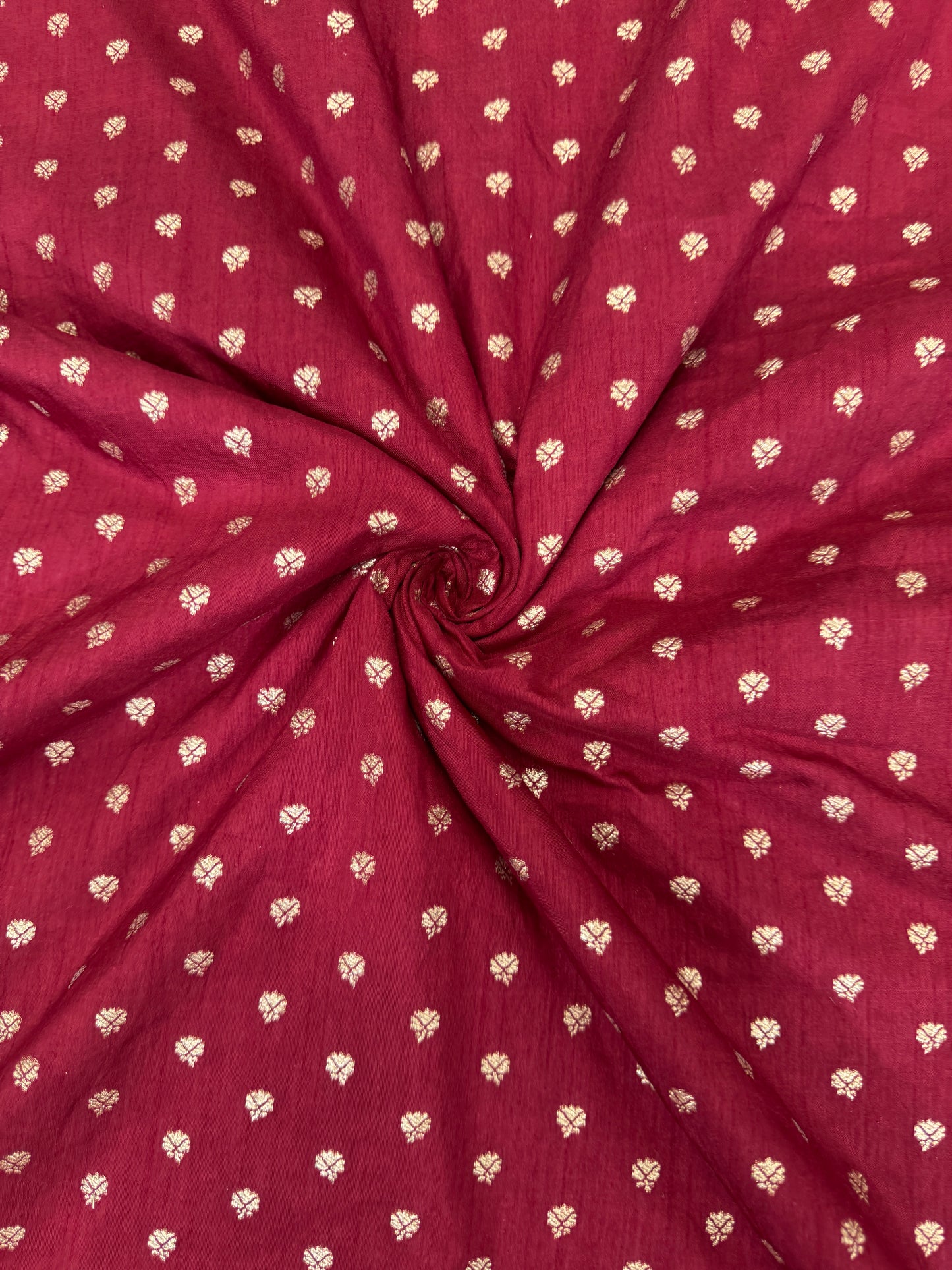 Golden Buti Work on maroon Fabric – Festive Wear Material