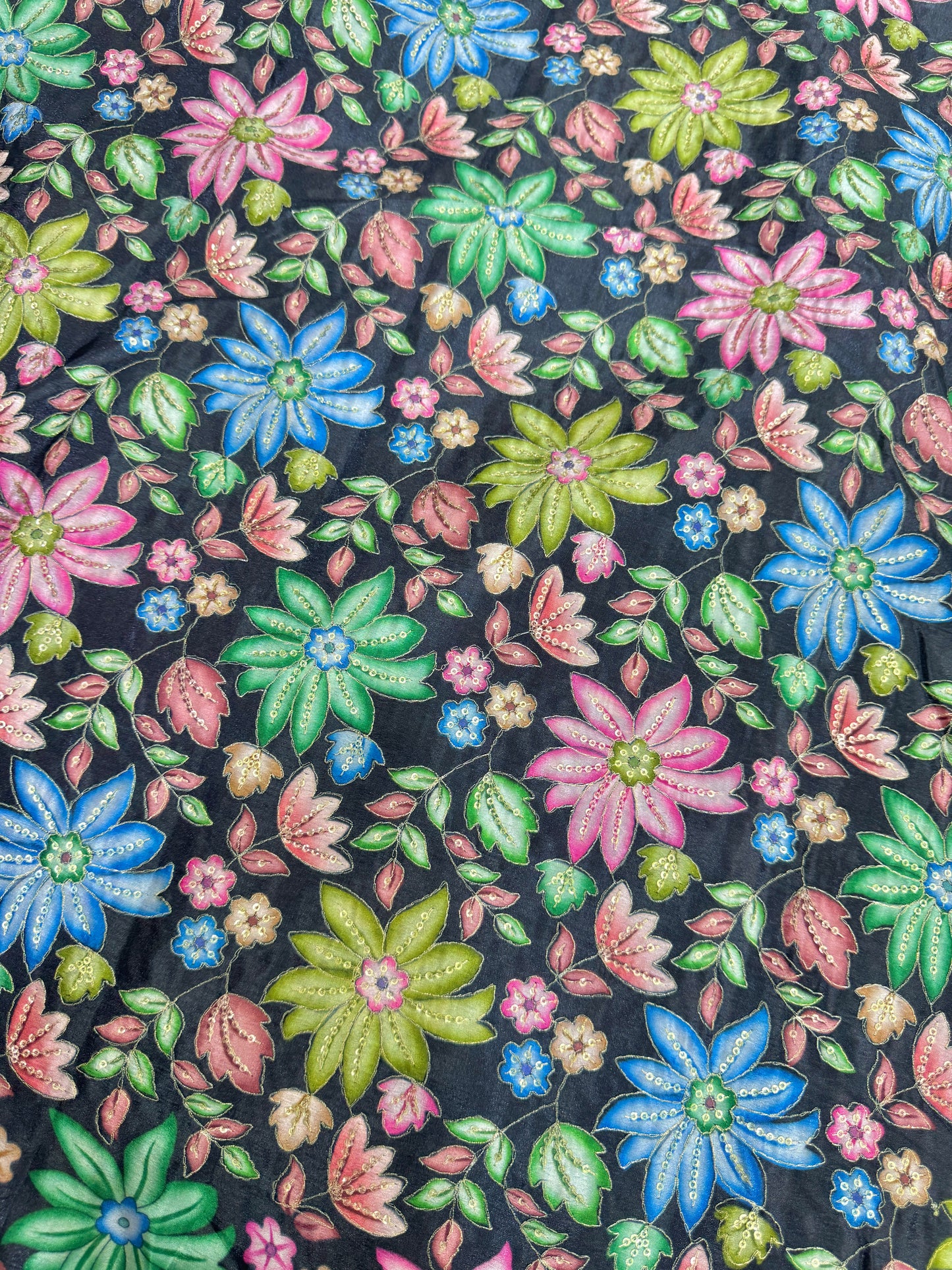 Pure chinon fabrics with multi flower 💐 44inch width lehanga frock gown blouse