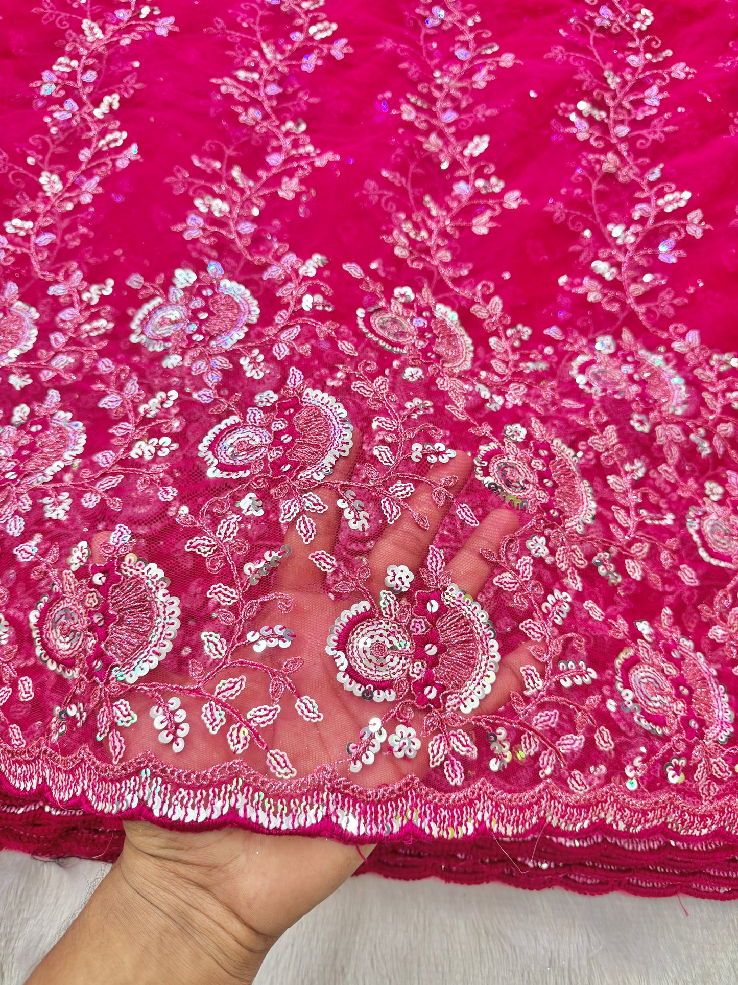 👗🥻Premium fancy 💫net coding work with sequins cut work border🥹for perfect dreamy outfits! 💕