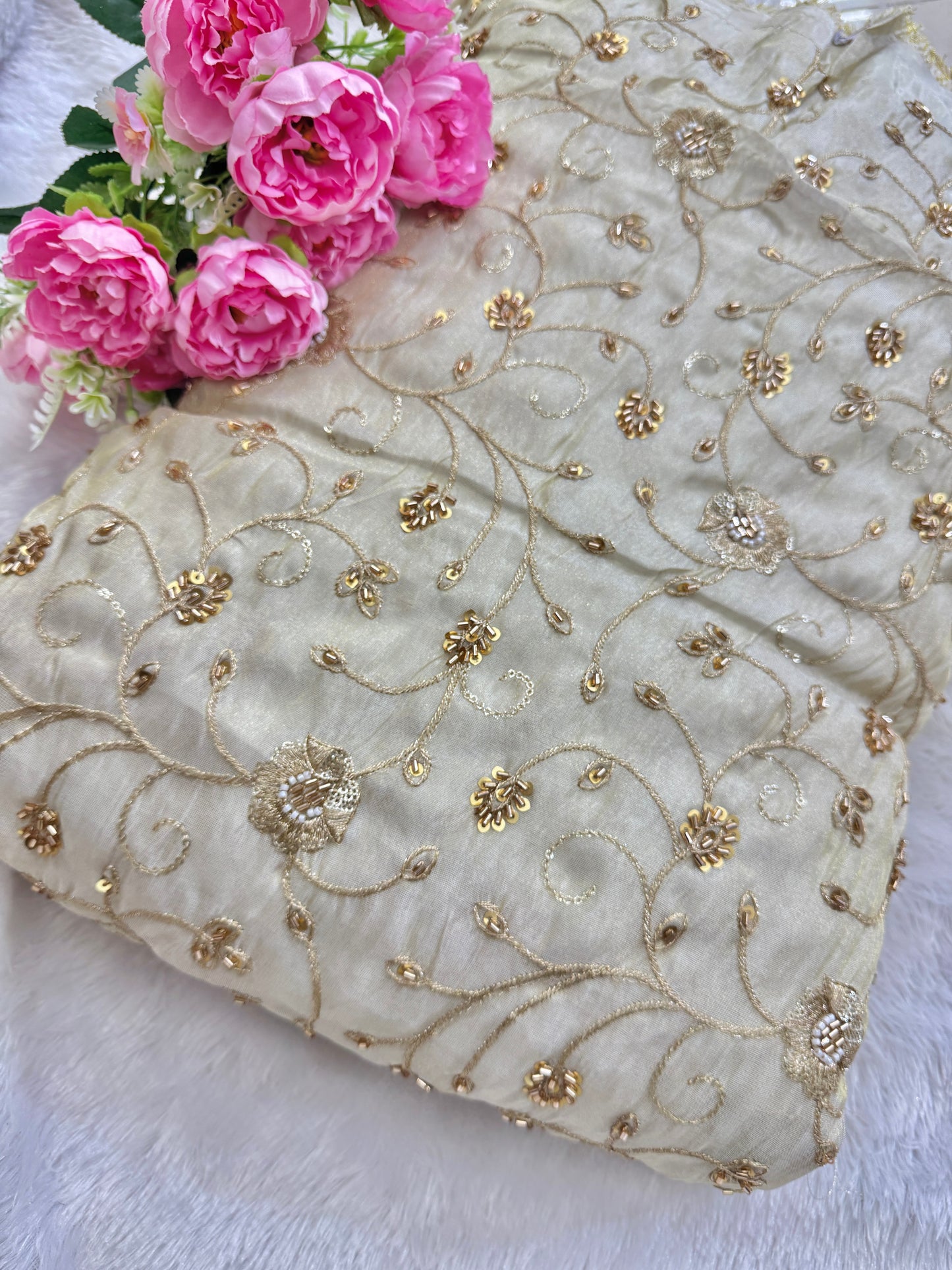 đź‘—ZARI TISSUE HANDWORK EMBROIDERY 44-45 INCH WIDTH (DYBLE ) âś…