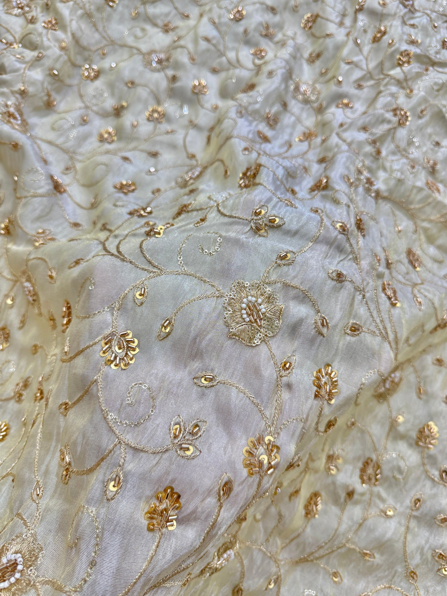 đź‘—ZARI TISSUE HANDWORK EMBROIDERY 44-45 INCH WIDTH (DYBLE ) âś…