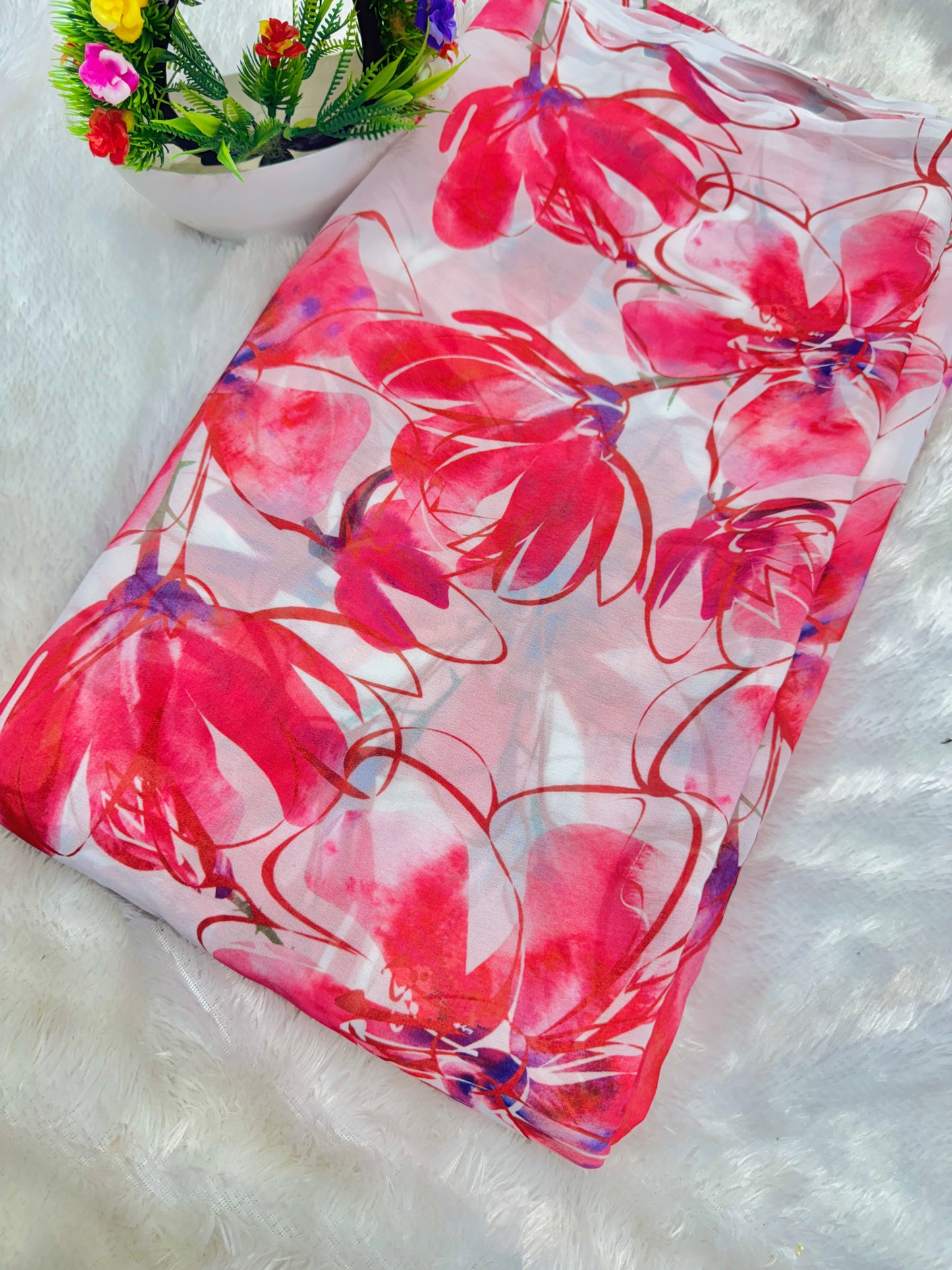 100% Soft 👗printed georgette,🥻Lightweight 44-45inch width Sare , Anarkali , dresses