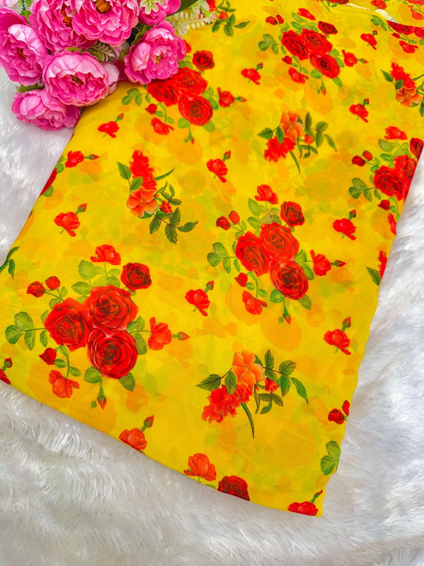 100% Soft 👗printed georgette,🥻Lightweight 44-45inch width Sare , Anarkali , dresses