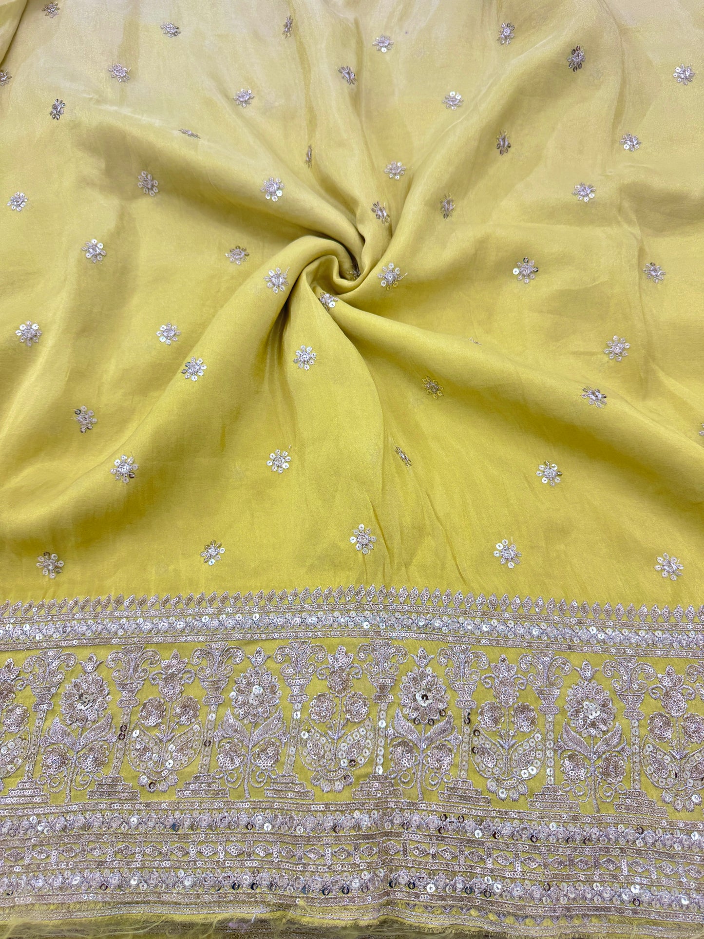 Pure Tissue Cosmos Silk with Zari Border 44 Inch Width