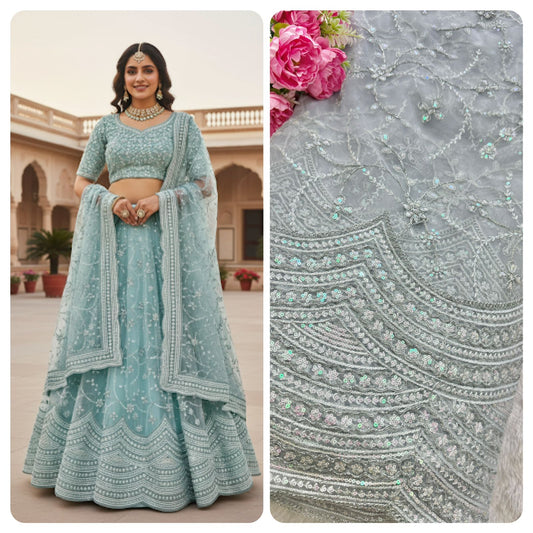 👗🥻Premium fancy 💫net coding work with sequins cut work border🥹for perfect dreamy outfits! 💕 44-45 inch width
