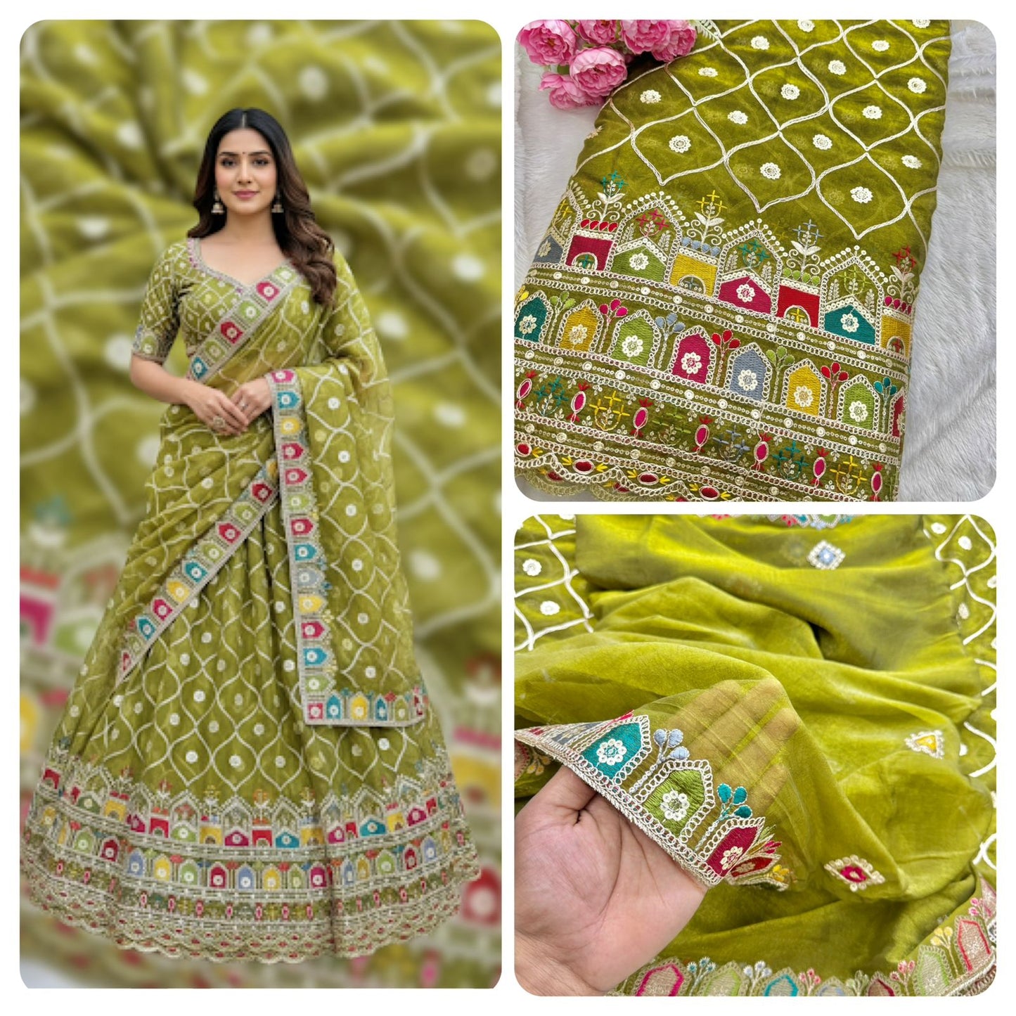 Beautiful Fendy fabrics with multi embroidery work 🎨44inch width