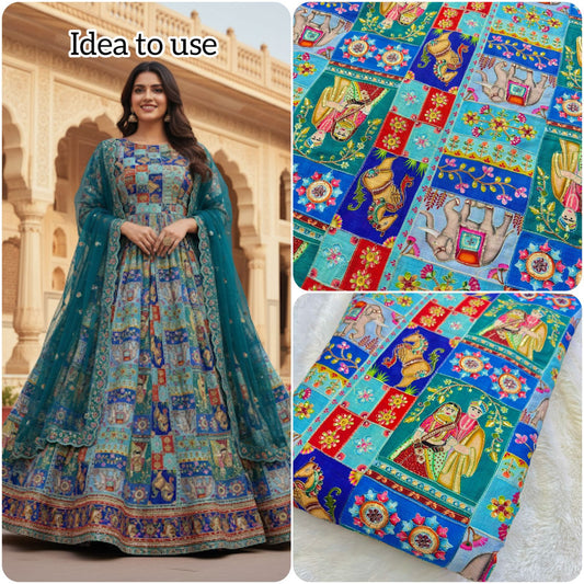 👸🤴Execlusive 😍design in raja Rani position printed  ♥️chenon  fabric 44width