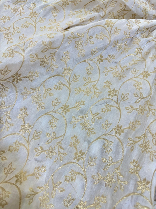 Dola Banarasi Fabrics Flower Design Dyable 44 Inch Width