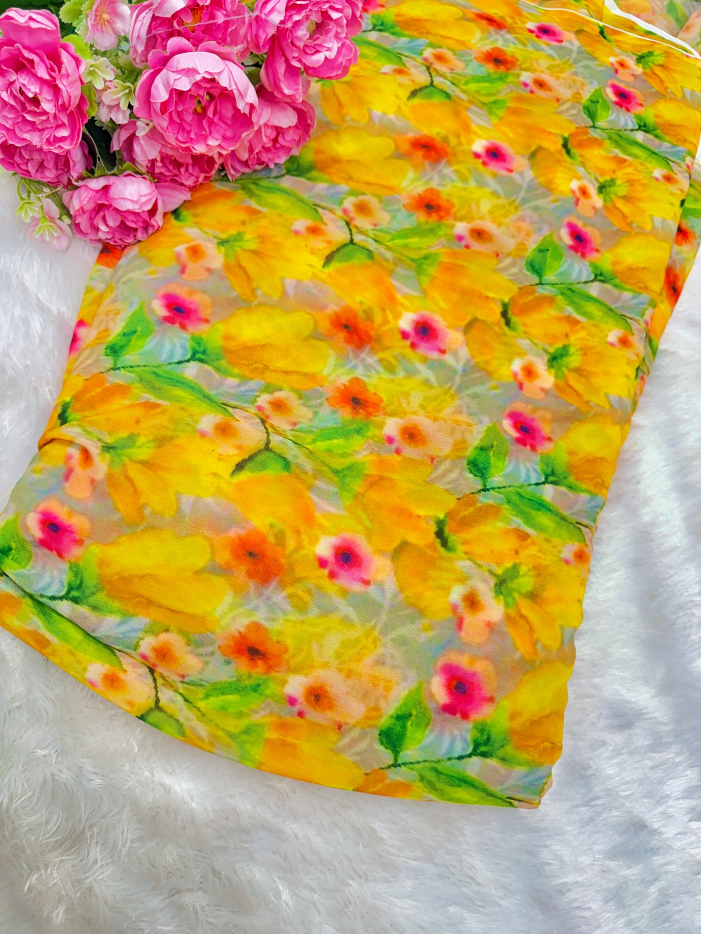 100% Soft 👗printed georgette,🥻Lightweight  44-45inch width Sare , Anarkali , dresses