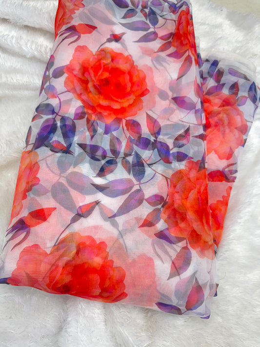 🥰Printed organza fabric 👗features a delicate floral print in a beautiful 🥹 44inch width