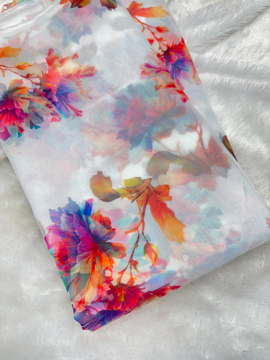 🥰Printed organza fabric 👗features a delicate floral print in a beautiful 🥹 44inch width