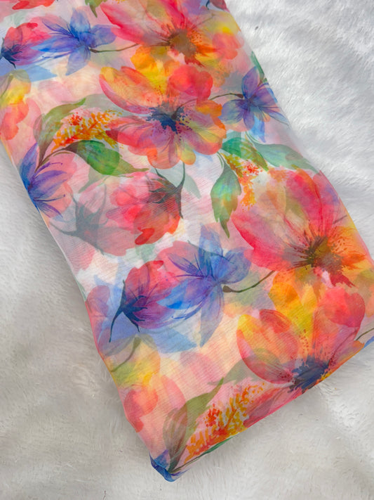 🥰Printed organza fabric 👗features a delicate floral print in a beautiful 🥹 44inch width