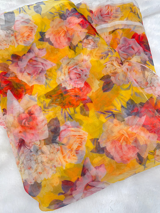 🥰Printed organza fabric 👗features a delicate floral print in a beautiful 🥹 44inch width