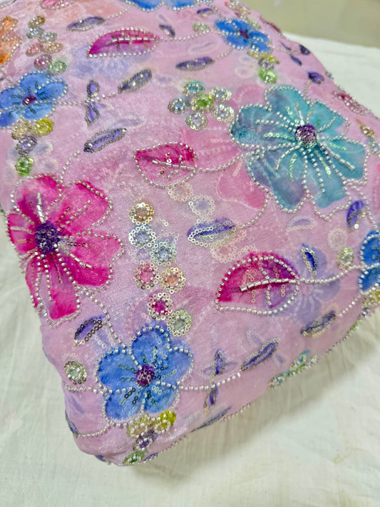 Beautiful 💕Jimmy choo fabric hand work all over  Multicolored floral embroidery with sequins & beadwork 45INCH width