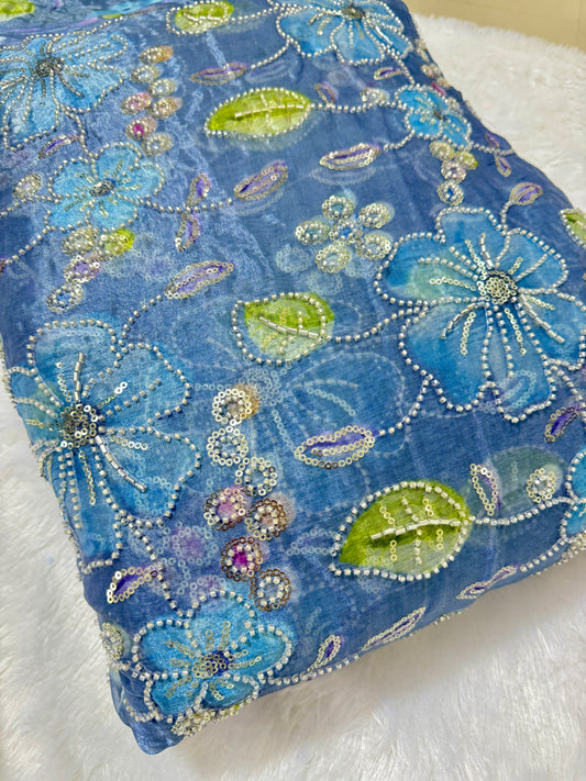 Beautiful 💕Jimmy choo fabric hand work all over  Multicolored floral embroidery with sequins & beadwork 45INCH width