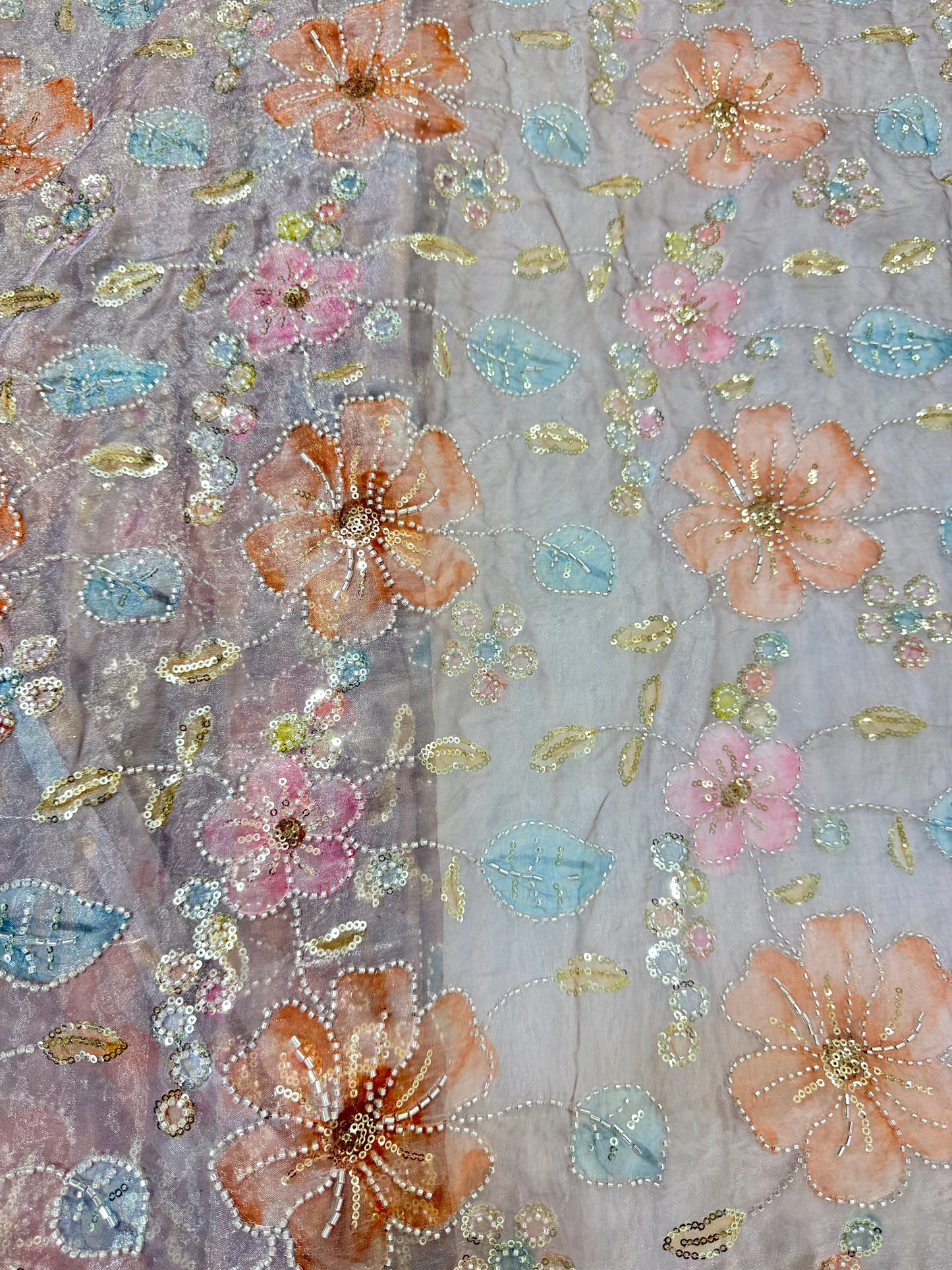 Beautiful 💕Jimmy choo fabric hand work all over  Multicolored floral embroidery with sequins & beadwork 45INCH width
