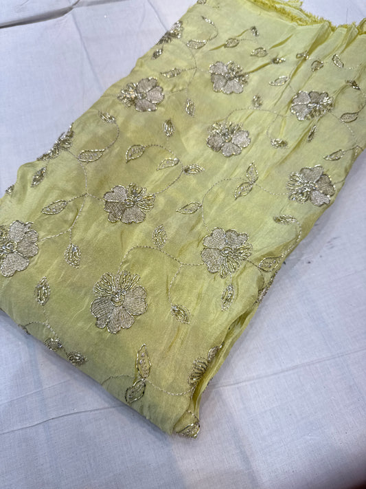 tissue fabrice flower desing golden beats work all over work 44-45 inch width