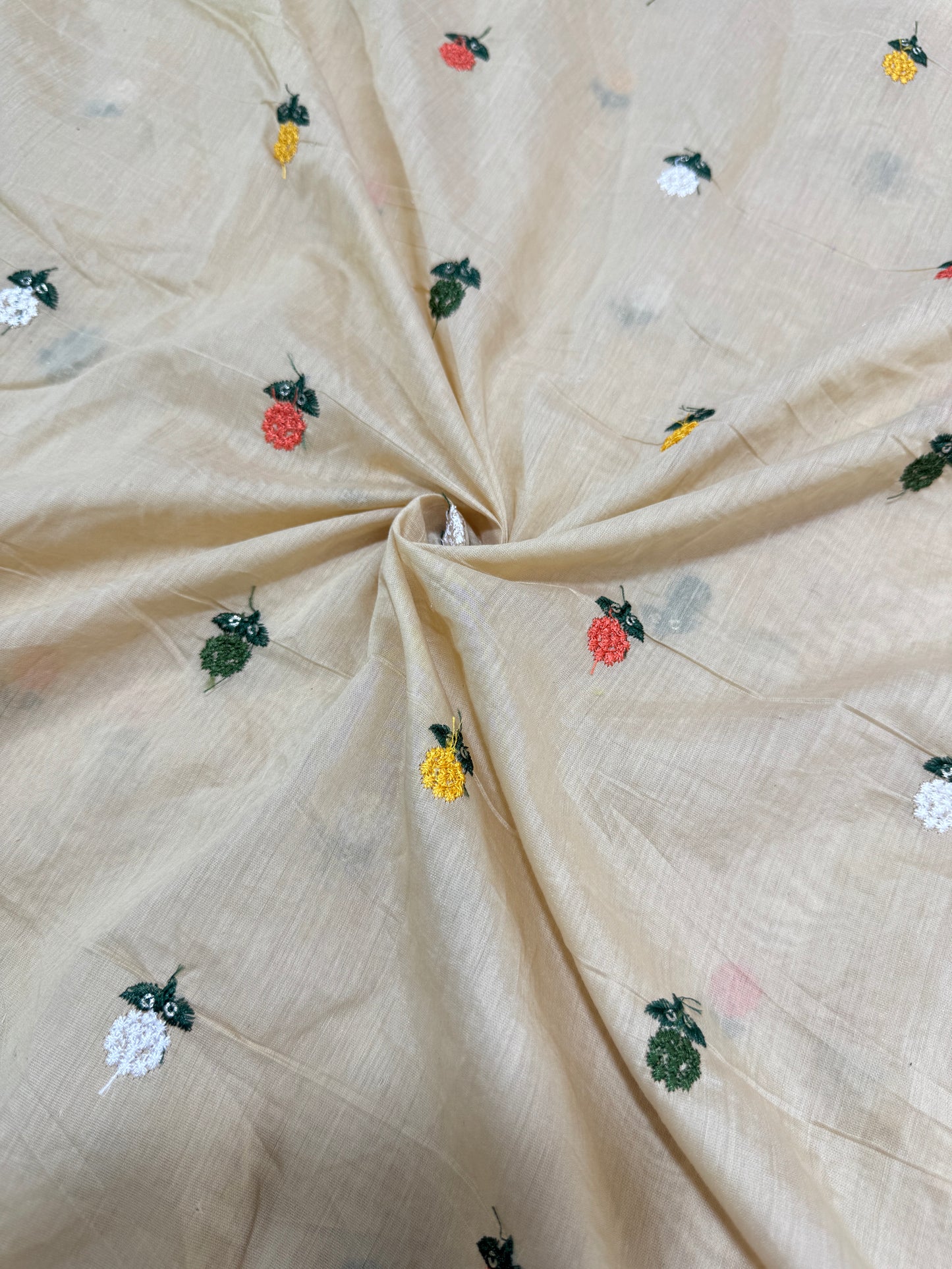Bright Yellow flower 🌼 💕Embroidered mal  cotton Floral Fabric 44width
