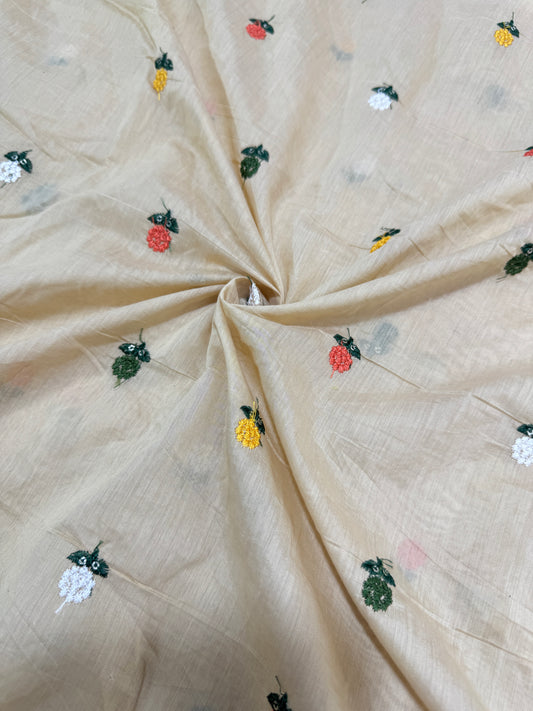 Bright Yellow flower 🌼 💕Embroidered mal  cotton Floral Fabric 44width