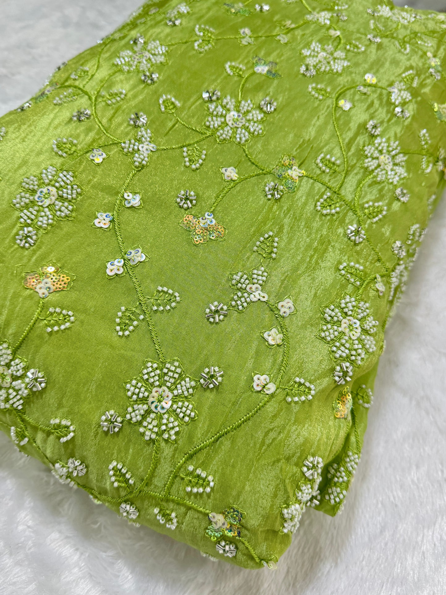 Viscouse tissu premium Luxury handwork cutdana work  Sequins Fabric 45Inch width