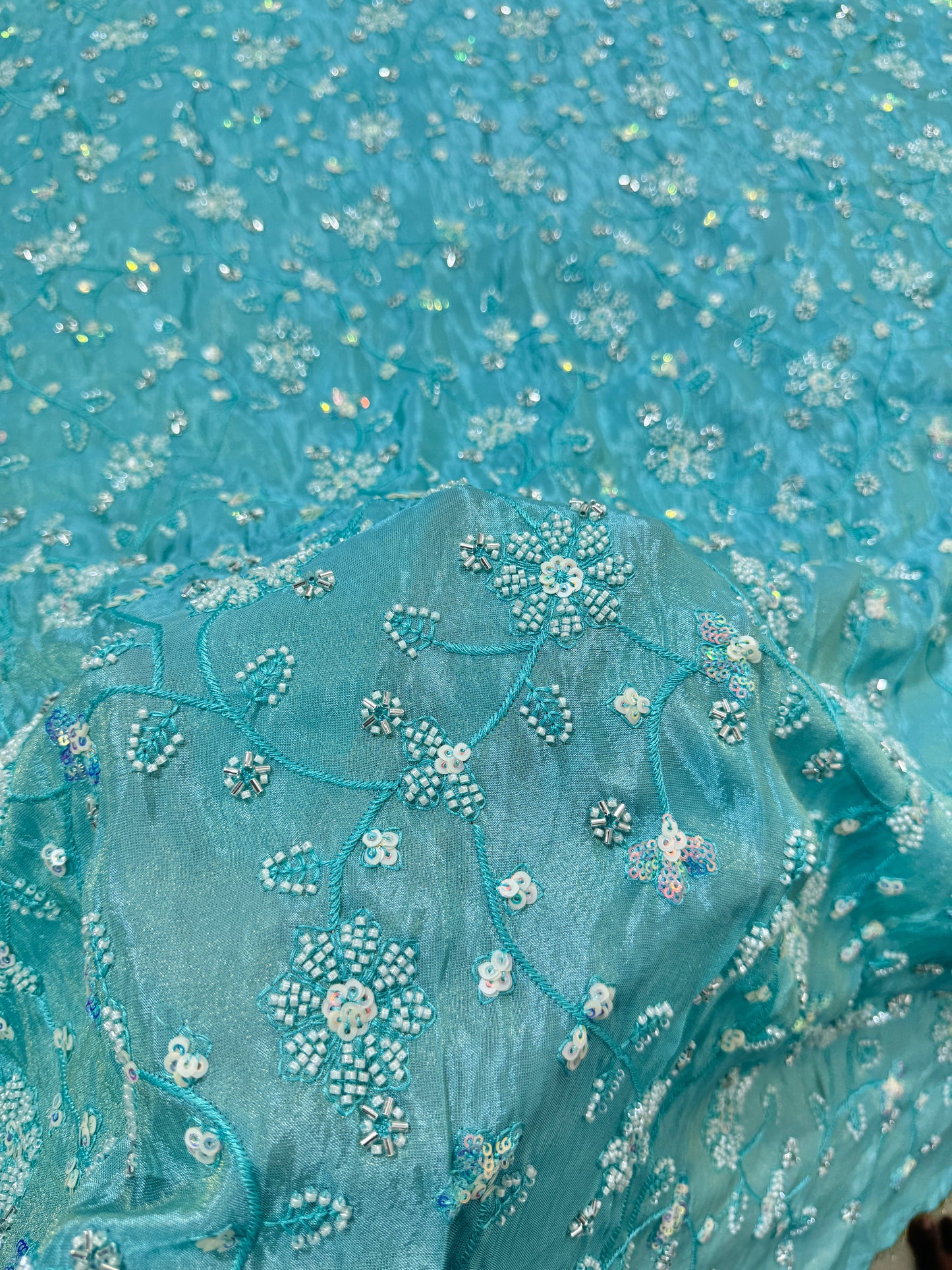 Viscouse tissu premium Luxury handwork cutdana work  Sequins Fabric 45Inch width