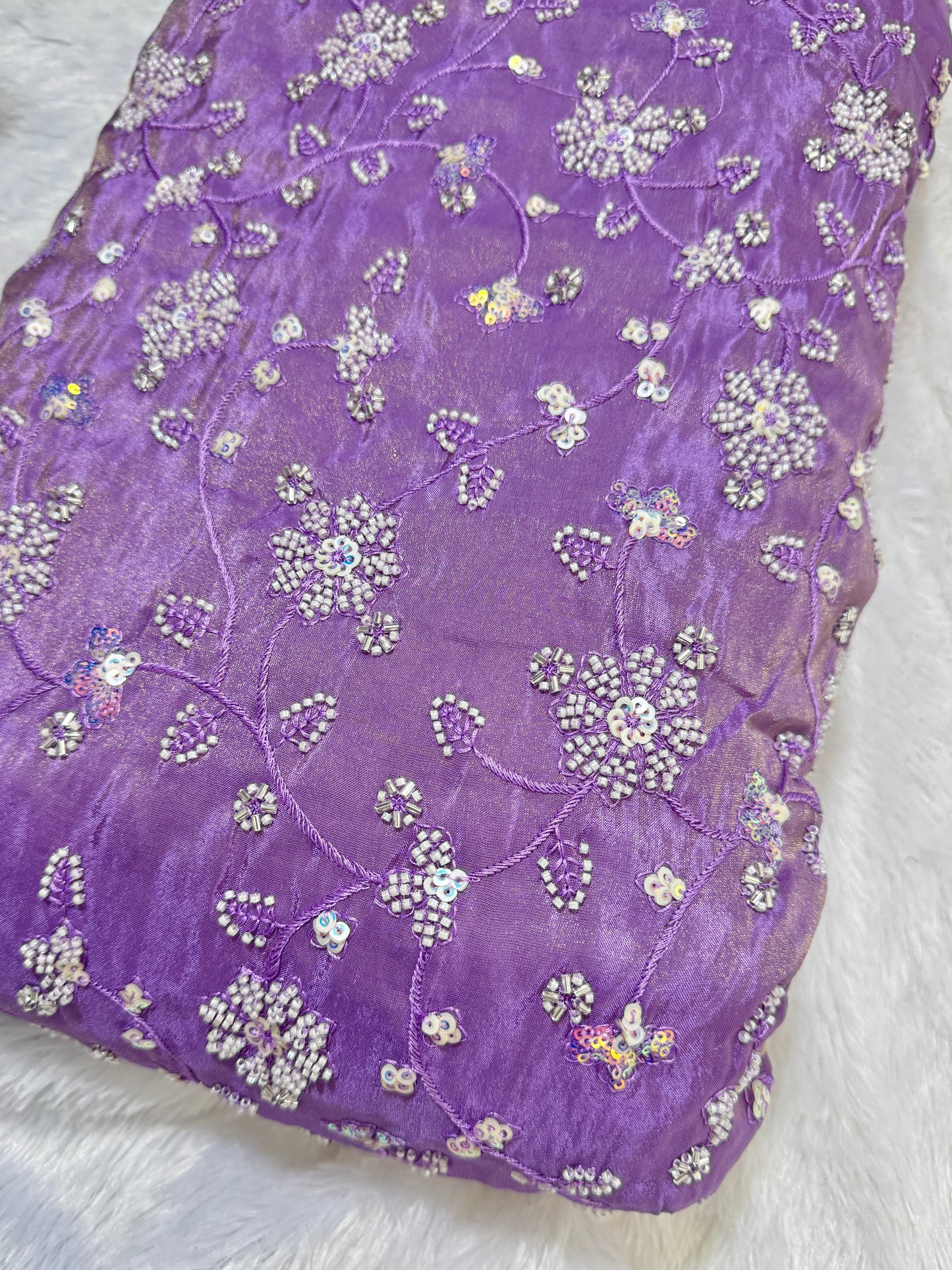 Viscouse tissu premium Luxury handwork cutdana work  Sequins Fabric 45Inch width