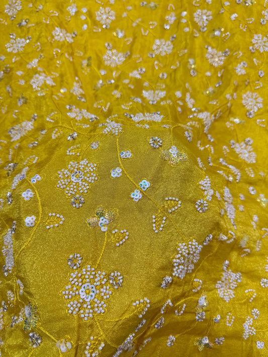 Viscouse tissu premium Luxury handwork cutdana work  Sequins Fabric 45Inch width
