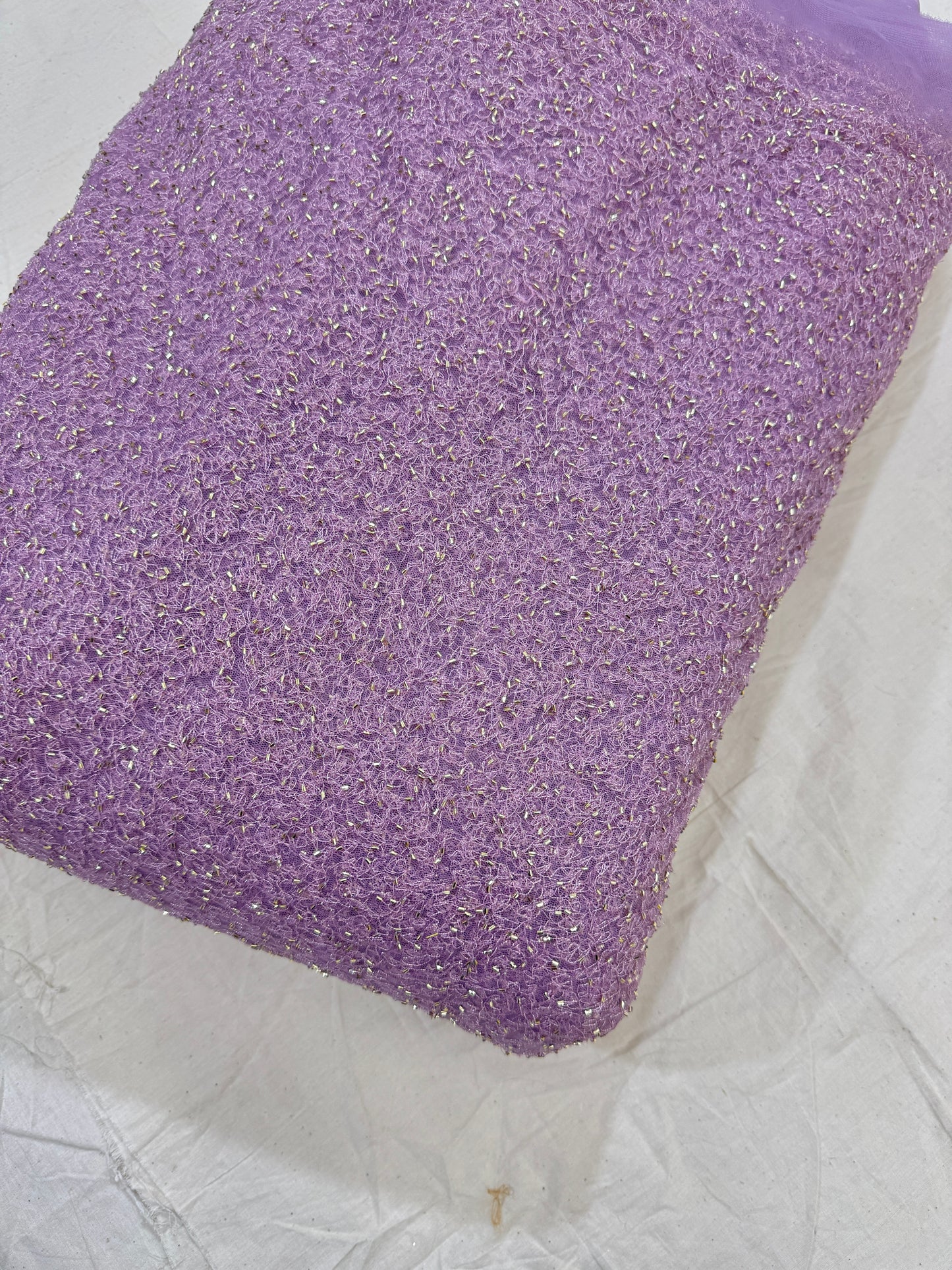 Luxury  Net Fabric with Metallic Sequin Work – Premium Designer Fabric 44INCH WIDTH LAVENDER