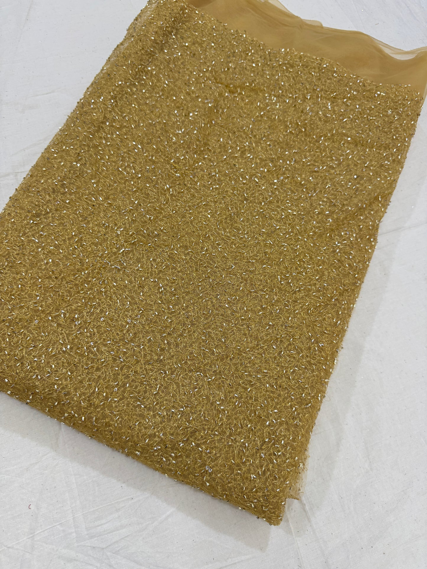 Luxury  Net Fabric with Metallic Sequin Work – Premium Designer Fabric 44INCH WIDTH GOLD