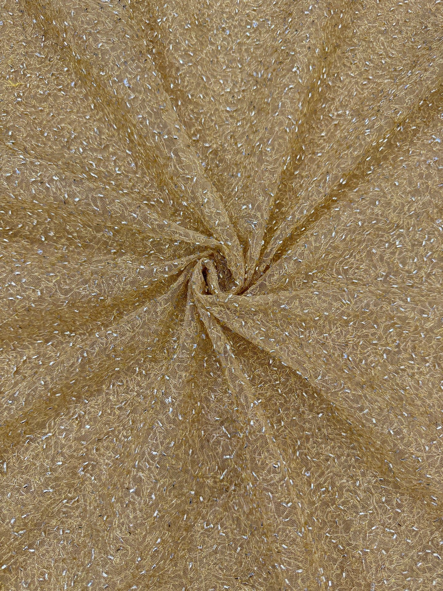 Luxury  Net Fabric with Metallic Sequin Work – Premium Designer Fabric 44INCH WIDTH GOLD
