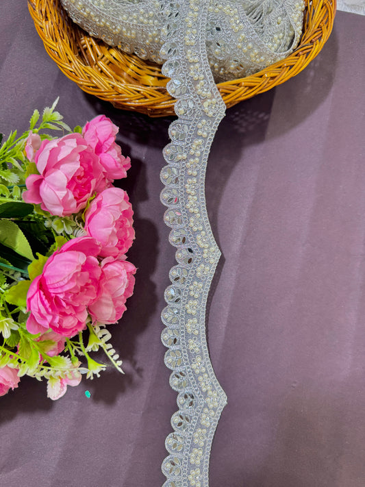 ✨ Premium Golden Embroidered original mirror with stone and pulse Lace Border – 9 Meter Pack ✨Sare lehanga and etc lace border