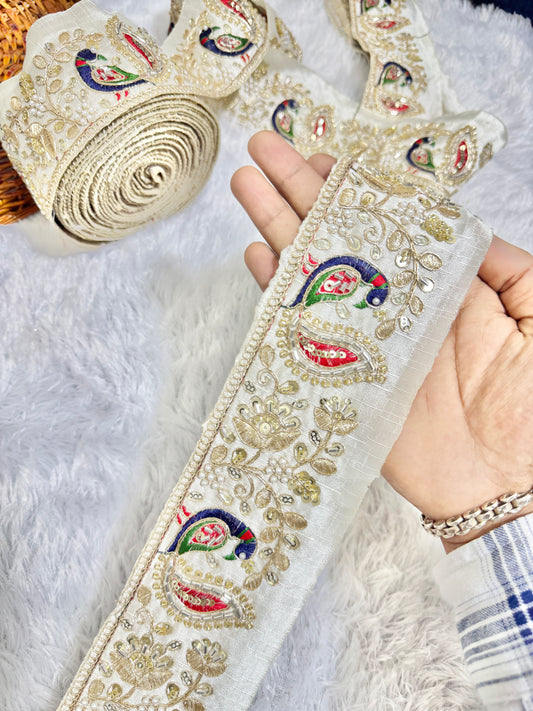 peacock handwork lace is a perfect blend of elegance and vibrant artistry  pack of 9 meter