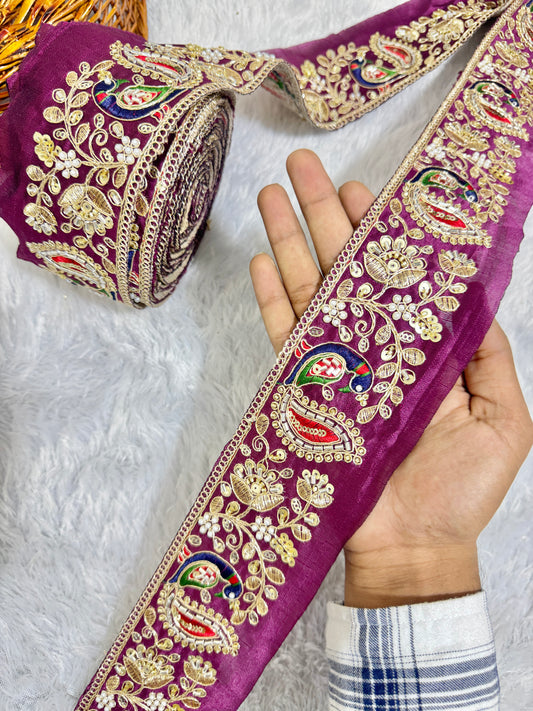 peacock handwork lace is a perfect blend of elegance and vibrant artistry pack of 9 meter