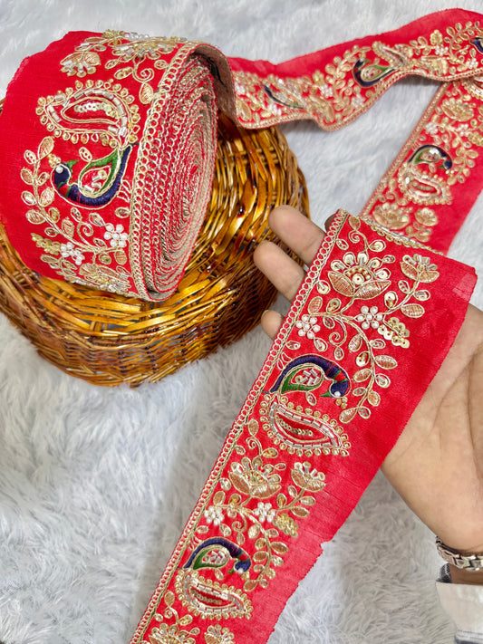 peacock handwork lace is a perfect blend of elegance and vibrant artistry pack of 9 meter