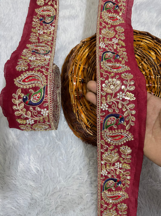 peacock handwork lace is a perfect blend of elegance and vibrant artistry pack of 9 meter