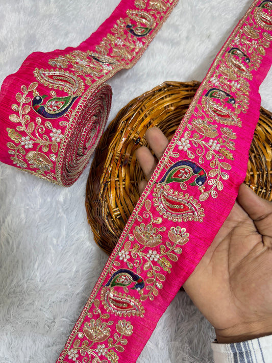 peacock handwork lace is a perfect blend of elegance and vibrant artistry pack of 9 meter