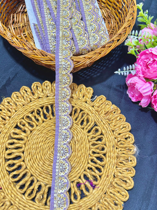 Exclusive Katdana Maggam Work with sequins  Saree Lace border  – 9 Meters, 1.5 Inch Embroidered Border for Sarees, Lehengas & Dupattas