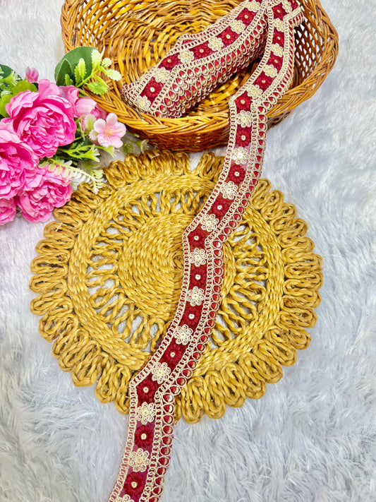 cut work lace border  Embroidery  with Golden Zari Work lehanga sare duppata – 9 Meters