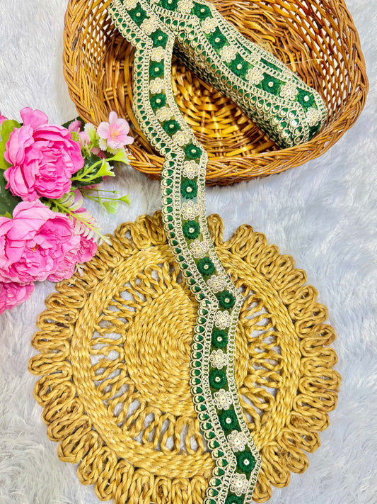 cut work lace border  Embroidery  with Golden Zari Work lehanga sare duppata – 9 Meters