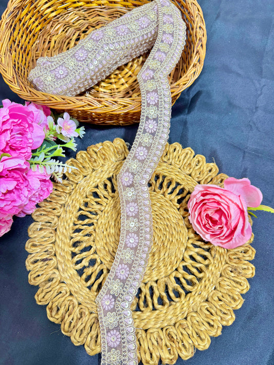 cut work lace border  Embroidery  with Golden Zari Work lehanga sare duppata – 9 Meters