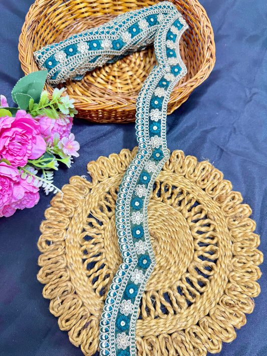 cut work lace border  Embroidery  with Golden Zari Work lehanga sare duppata – 9 Meters