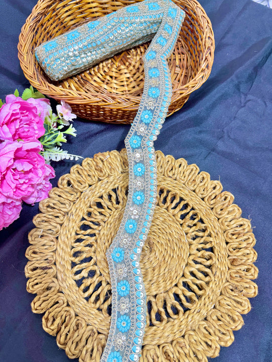 cut work lace border  Embroidery  with Golden Zari Work lehanga sare duppata – 9 Meters